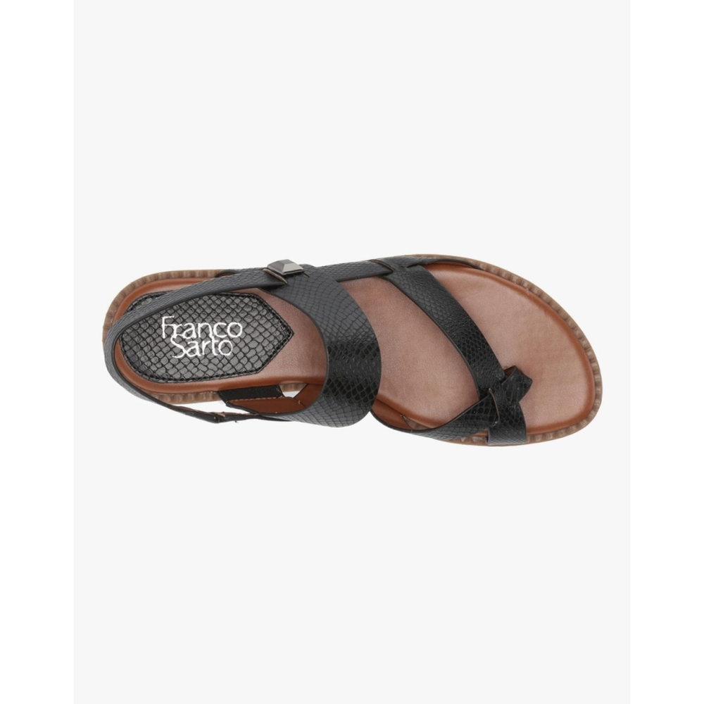 Franco Sarto Women's BLACK SNAKE Flat Slingback Sandal Flip Flops - 7 M - Picture 3 of 14